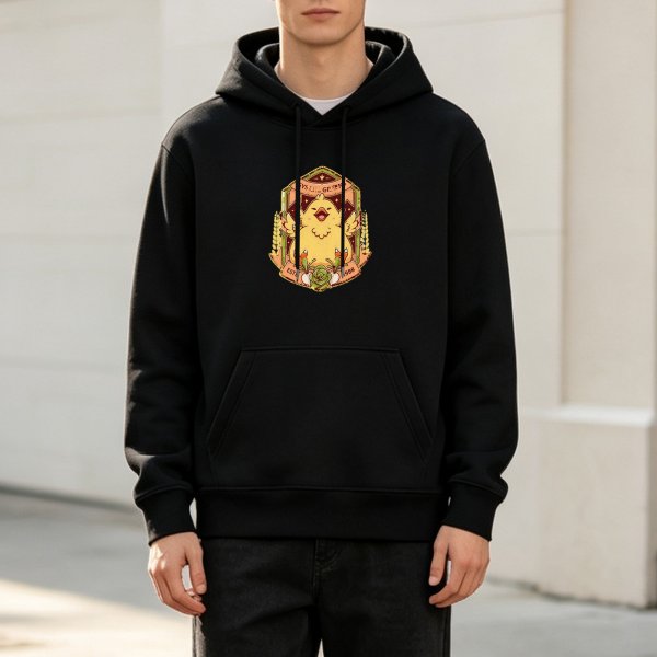 Black Hoodie With Cute Chocobo Crest Graphic
