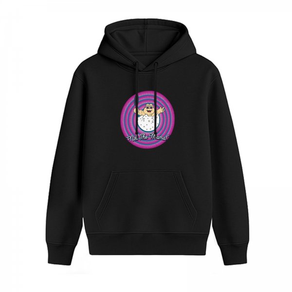 Black hoodie with 'Not The Mama!' dinosaur egg graphic