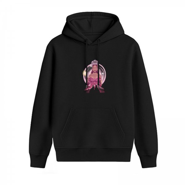 Black Hoodie With Princess In Bubble Graphic Print