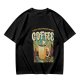 Olive Graphic T-Shirt With Coffee And Mountain Sunrise Design