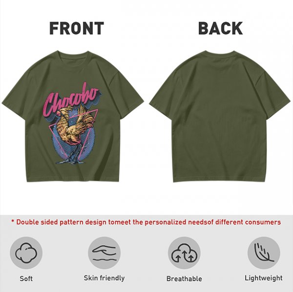 Olive Chocobo Graphic T-Shirt with Retro 80s Style Print