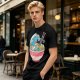 Olive T-shirt with Great Wave Ramen Bowl Graphic Design