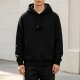 Black Hoodie with Small Black Cat Graphic on Chest
