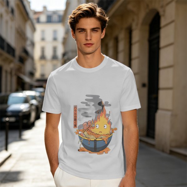 Howl's Moving Castle Calcifer Ramen Graphic T-Shirt