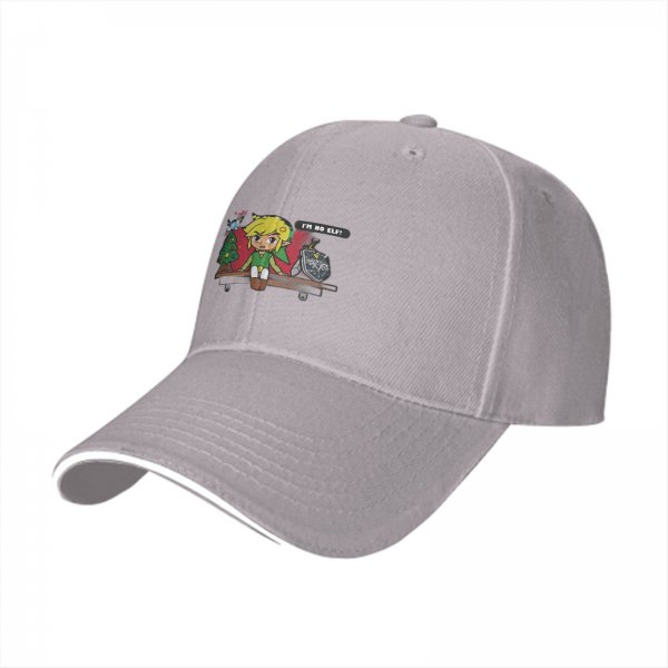 Black Baseball Cap With Zelda Christmas 'I'm No Elf' Print