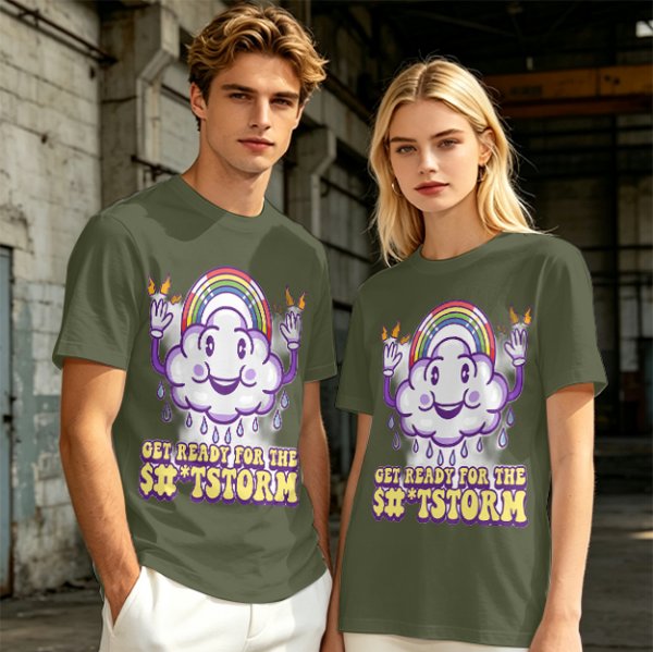 Get Ready For The Shitstorm Cloud Rainbow Graphic T-Shirt