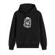 Black hoodie with skull and floral graphic print