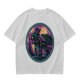 Olive T-Shirt Featuring Stylized Night Dragon In Swirling Oval Art