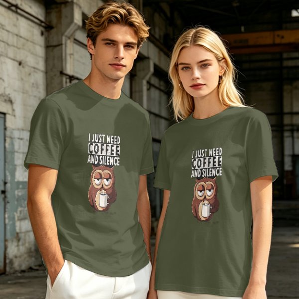 Owl Coffee Silence T-Shirt for Relaxed Daily Wear
