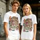 Olive t-shirt with cat bus ramen bowl graphic print