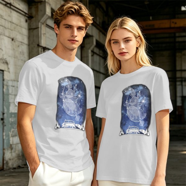 Olive T-Shirt With Constellation Totoro Starry Night Print