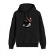 Black hoodie with cosmic penguin holding ice cream graphic