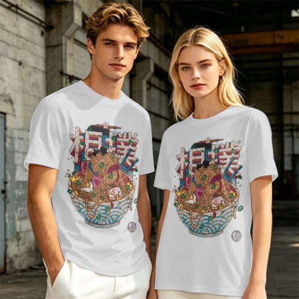 Olive T-shirt with Sumo Wrestler in Ramen Bowl Artwork