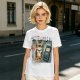 Olive T-Shirt With Grumpy Tabby Cat And Retro Cell Phone Print