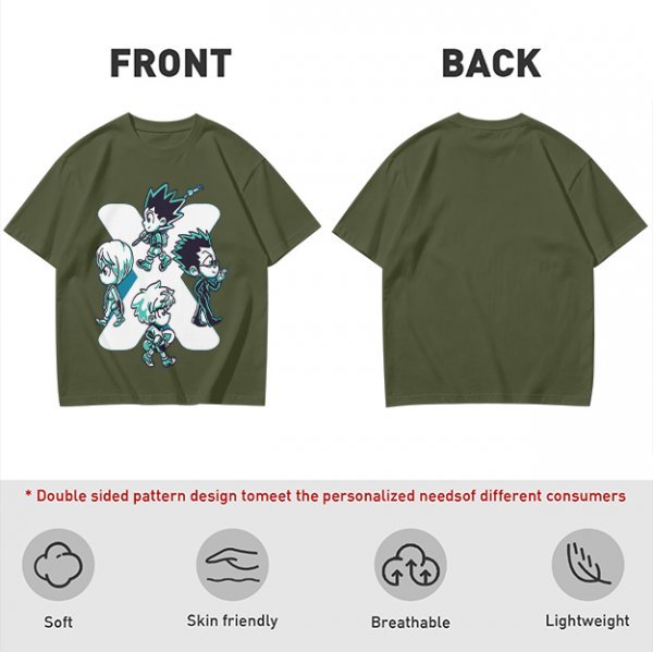 Hunter x Hunter Chibi Characters Graphic Olive T-Shirt