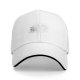 Black Baseball Cap with Small Subtle Front Graphic and White Brim Trim