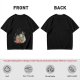 Olive green t-shirt with whimsical elf and dog artwork