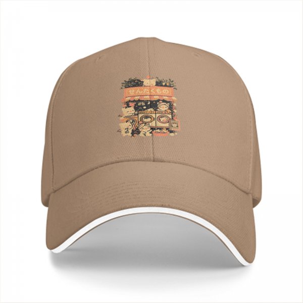 Black baseball cap with cute cat laundry shop graphic