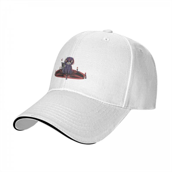 Black baseball cap with a demonic cat on a pentagram design