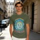 Olive t-shirt with cartoon earth 'friendly reminder' print