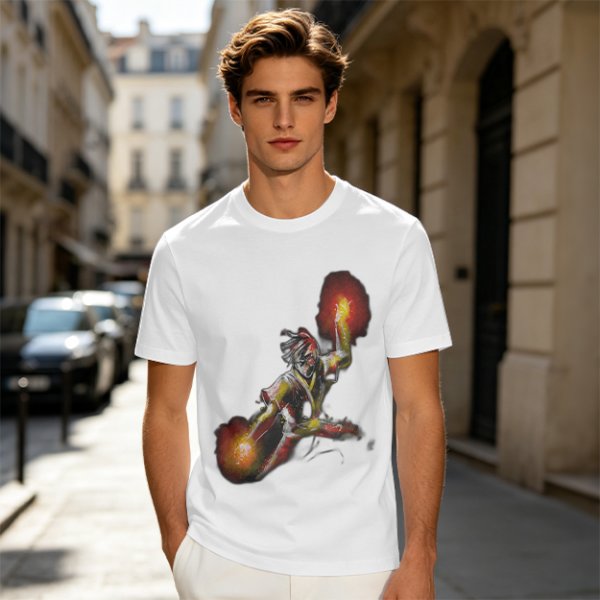 Olive T-shirt with Fire Bending Warrior Graphic Print