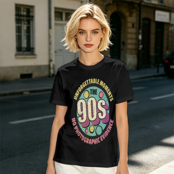 Olive green graphic t-shirt with 90s nostalgic print