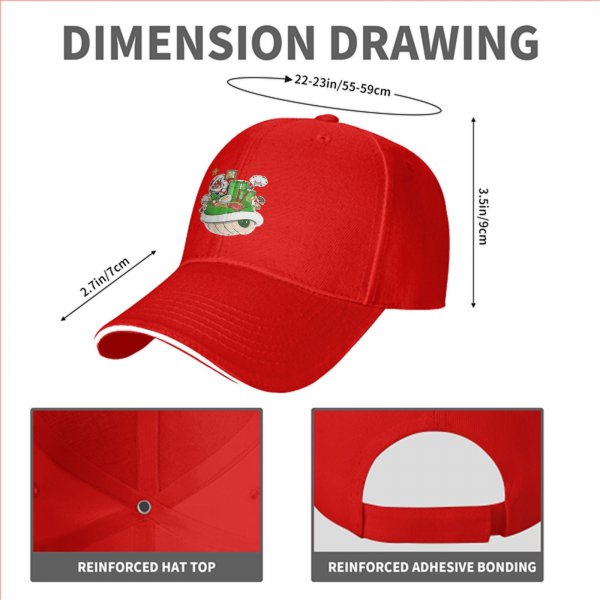 Black Baseball Cap With Super Mario Themed Ramen Artwork