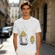 Olive T-Shirt With Funny Cookie In Coffee Cup Print