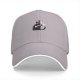 Black baseball cap with a cat holding a bone graphic and text