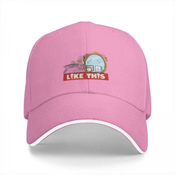 Black baseball cap with mirror and coffee graphic that says LIKE THIS
