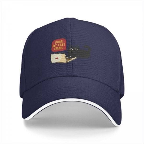 Black Baseball Cap With Funny Cat Purr My Last Email Laptop Print