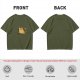 Olive Green T-Shirt With Grumpy Orange Tabby Cat Graphic