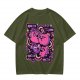 Olive T-shirt with playful bear-fruit graphic print