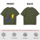 Olive Graphic T-Shirt With Star And Rainbow Text Design