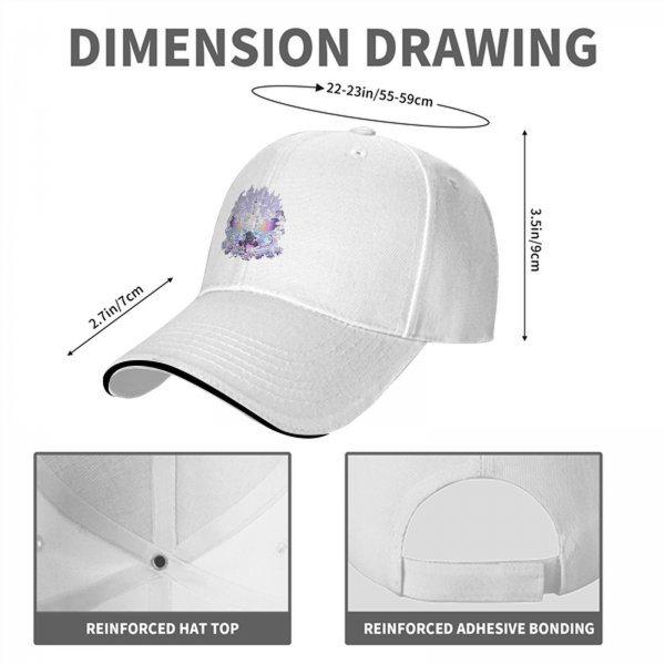 Black Baseball Cap With Anime Themed Graphic Print