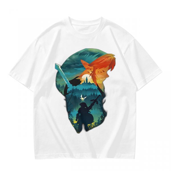 Olive green t-shirt with fantasy warrior silhouette graphic