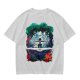 Olive T-shirt with fantasy forest glider rider graphic print