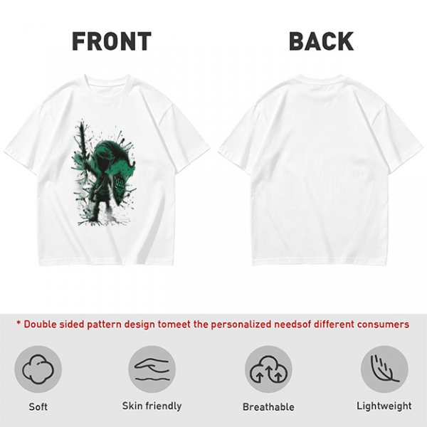Olive Green T-Shirt With Legendary Hero Ink Splatter Art