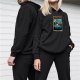 Black hoodie with Stranger Things themed comic print