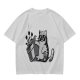 Olive T-Shirt With Cool Cat Wearing Sunglasses Knocking Over Potted Plant