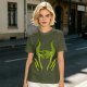 Olive Green T-Shirt With Monster Horned Claw Graphic Print