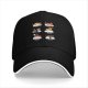 Black Baseball Cap With Sushi Cat Illustrations