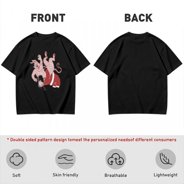 Olive T-Shirt With Krampus And Santa Graphic Print