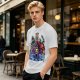 Olive T-shirt with Villainous Cartoon Character Group Print