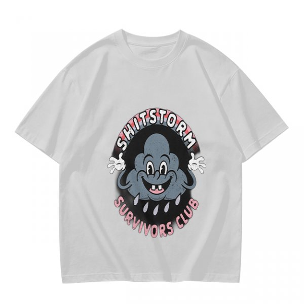 Olive Graphic T-Shirt with Shitstorm Survivors Club Cartoon Print