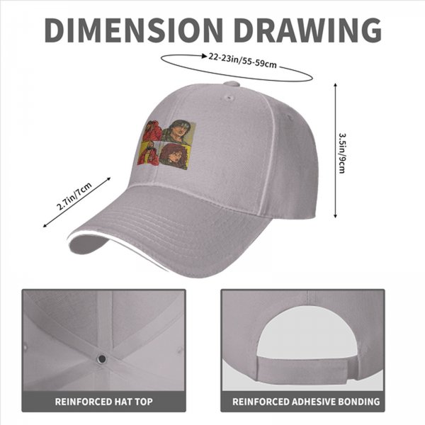 Black Baseball Cap with Four Panel Pop Art Character Print