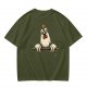 Olive T-Shirt With Surprised Peeking Chicken Graphic And Me? Text