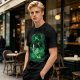 Olive Green Anime T-Shirt With Swordsman Character Artwork