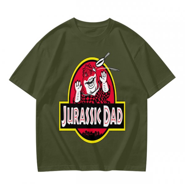 Olive T-Shirt with Jurassic Dad Dinosaur Graphic Print