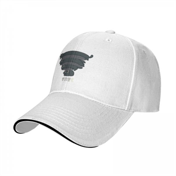 Black baseball cap with stacked cat graphic and 'FREE' text